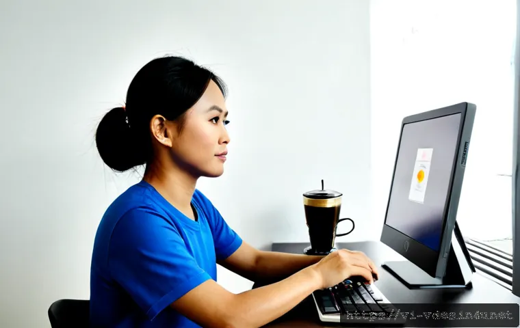 Home 17 시각디자인에서 피해야 할 실수 - Photorealistic Vietnamese graphic designer at a clean modern desk in Ho Chi Minh City, comparing two...